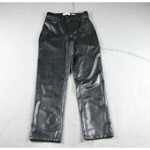 New Abercrombie Fitch 90's Straight Ultra High Rise 6 Black Faux Leather Pants